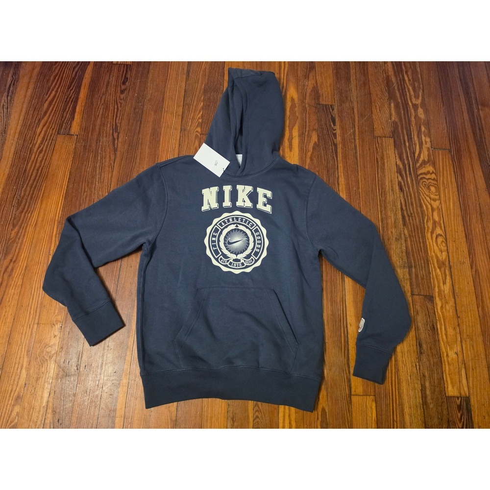 Nike Mens Navy Blue Graphic Pullover Hoodie Collegiate Athletic Fleece NEW